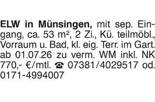 Wohnung mieten in 72525 Münsingen, ELW in Münsingen