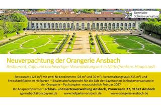 Gastronomiebetrieb mieten in 91522 Ansbach, Neuverpachtung der Orangerie Ansbach