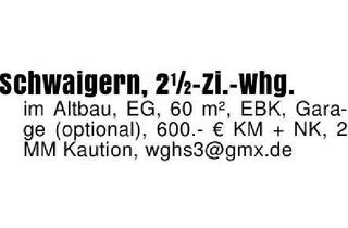 Wohnung mieten in 74193 Schwaigern, Schwaigern, 2 1/2-Zi.-Whg.im Altbau, EG, 60 m², EBK, Garage (opt