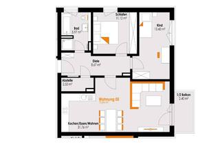 Wohnung kaufen in Kemptener Straße 10, 87669 Rieden, ATTRAKTIVE 3-Zimmer-Neubauwohnung in FUSSLÄUFIGER Zentrumslage! AUFZUG! KfW-Darlehen! Whg.Nr. 5