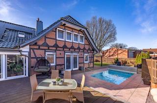 Haus kaufen in 21481 Schnakenbek, Saniertes, energieeffizentes Fachwerkhaus mit Einliegerwohnung, Garten & Pool in naturnaher Lage