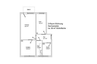 Wohnung mieten in Sachsenplatz, 04703 Leisnig, **Helle 3-Raum-Wohnung mit Balkon im EG**