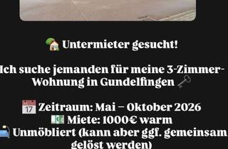 Wohnung mieten in Lindenstraße 22, 79194 Gundelfingen, Untermieter gesucht von Mai bis Oktober!