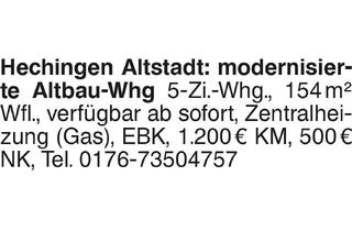 Wohnung mieten in 72379 Hechingen, Hechingen Altstadt: modernisierte Altbau-Whg