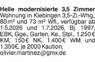 Wohnung mieten in 72108 Rottenburg, Helle modernisierte 3,5 Zimmer Wohnung in Kiebingen