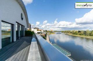 Penthouse mieten in Platz Am Elbbahnhof, 39104 Altstadt, Exklusive Penthousewohnung auf 2 Ebenen mit Blick auf die Elbe, Fußbodenheizung und großer Terrasse!