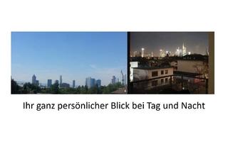 Wohnung mieten in Ziegelhüttenweg 27, 60598 Sachsenhausen, Balkon mit Frankfurter Skyline View für Sundowner & Kamin im Winter