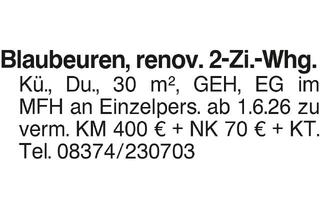 Wohnung mieten in 89143 Blaubeuren, Blaubeuren, renov. 2-Zi.-Whg.