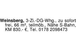 Wohnung mieten in 74189 Weinsberg, Weinsberg, 3-Zi.-DG-Whg., zu sofort frei, 66 m², teilmöb., Nähe
