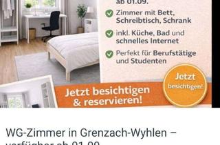 Wohnung mieten in 79639 Grenzach-Wyhlen, WG-Zimmer möbliert – Grenzach-Wyhlen – Nähe Basel – ruhig & gepflegt