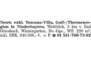 Villa kaufen in 94086 Bad Griesbach, Neuw. exkl. Toscana-Villa