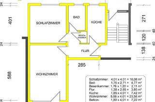 Wohnung mieten in 65187 Biebrich, Stilvolle 2-Zimmer Wohnung (65m²) in Biebrich mit Balkon