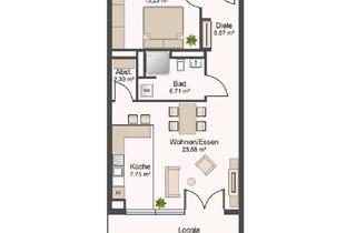 Wohnung mieten in 76287 Rheinstetten, Hochwertige 2-Zimmer-Wohnung mit Loggia, EBK & TG-Stellplatz in Rheinstetten