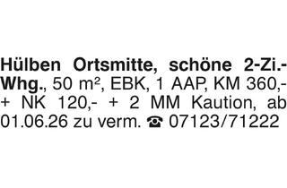 Wohnung mieten in 72584 Hülben, Hülben Ortsmitte, schöne 2-Zi.-Whg.
