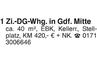 Wohnung mieten in 74405 Gaildorf, 1 Zi.-DG-Whg. in Gdf. Mitte