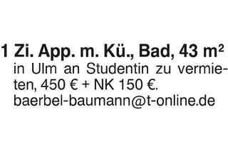 Wohnung mieten in 89081 Ulm, 1 Zi. App
