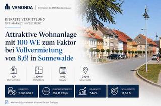 Anlageobjekt in 03249 Sonnewalde, Gepflegte Wohnanlage mit 100 WE zum Faktor bei Vollvermietung von 8,6!