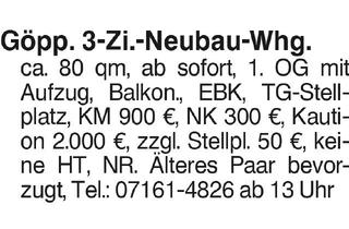 Wohnung mieten in 73035 Göppingen, 3 Zi.-Neubau-Whg.