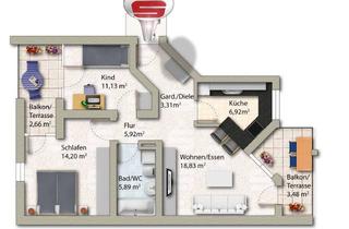 Wohnung kaufen in 74653 Künzelsau, Charmante 3-Zimmer-Erdgeschosswohnung auf den Taläckern