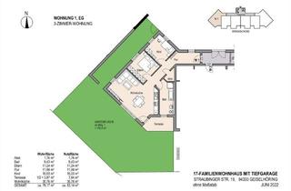 Wohnung kaufen in Straubinger Straße 19, 94333 Geiselhöring, Neubau von 2024, 3-Zimmer-Wohnung mit 150 qm Garten, Aufzug, TiGa,