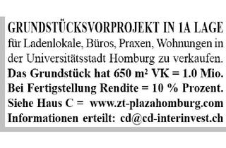 Grundstück zu kaufen in 66424 Homburg, GRUNDSTÜCKSVORPROJEKT IN 1A LAGE für Ladenlokale, Büros, Praxen