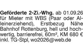 Wohnung mieten in 72108 Rottenburg, 2-Zi.-Whg.