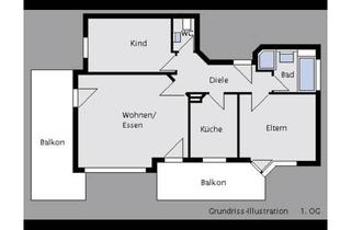 Wohnung mieten in 70794 Filderstadt, Helle 3-Zimmer-Wohnung mit 2 großen Balkonen