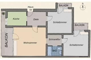 Wohnung mieten in 86156 Kriegshaber, 3-Zimmer-Wohnung mit 3 Balkonen in ruhiger Lage von Augsburg-Kriegshaber (befristet auf 4 Jahren)