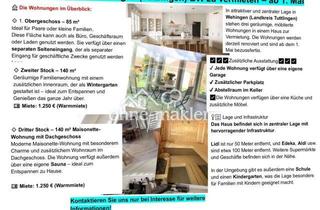 Wohnung mieten in 78564 Wehingen, 3 Wohnungen in Wehingen (Tuttlingen) BW zu vermieten