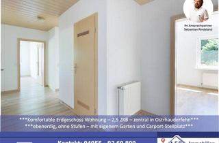 Wohnung mieten in 26842 Ostrhauderfehn, ***Komfortable Erdgeschosswohnung 2,5 ZKB in ruhiger, zentraler Lage von Ostrhauderfehn*** ebenerdig, ohne Stufen - mit eigenem Garten und Carport-Stellplatz
