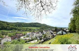 Einfamilienhaus kaufen in 91224 Pommelsbrunn, Fernblick wie auf einer Postkarte: Kleines Einfamilienhaus mit wunderschönem Garten in Pommelsbrunn