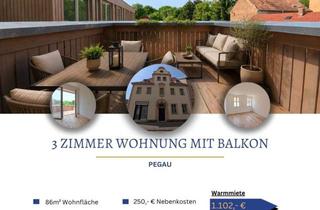 Wohnung mieten in 04523 Pegau, 3 Zimmerwohnung mit Gäste WC, großem offenen Wohn- & Küchenbereich & Balkon