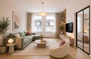 Wohnung kaufen in 90459 Galgenhof, Stilvolle 2-Zimmer-Altbauwohnung mit hohen Decken, großer Wohnküche & Balkon
