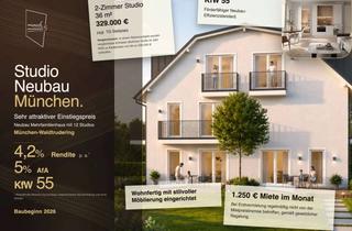 Wohnung kaufen in Scheibmeirstraße, 81827 Trudering-Riem, Neubau-Studio in München | 4,2 % Rendite | 5 % AfA | KfW 55