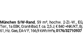 Wohnung mieten in 82061 Neuried, München S/W-Rand, 59 m², hochw. 2-Zi.-W., EG