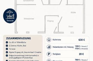 Wohnung mieten in 74889 Sinsheim, 2-Zimmer-Wohnung in Sinsheim-Dühren, Terrasse, eigener Eingang