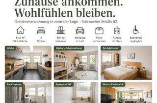 Wohnung mieten in Sulzbacher Straße 52, 71522 Backnang, Helle 3-Zimmer-Wohnung mit Balkon, Aufzug & Stellplatz in zentraler Lage von Backnang