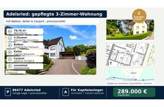 Wohnung kaufen in 86477 Adelsried, Adelsried: Gepflegte 3-ZKB mit Balkon, Keller & Carport – provisionsfrei