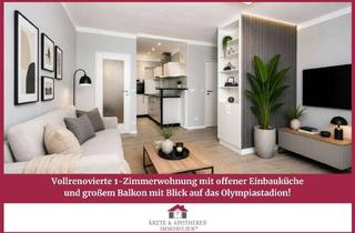 Wohnung kaufen in 14055 Charlottenburg, Vollrenovierte 1-Zimmerwohnung mit Einbauküche und großem Balkon mit Blick auf das Olympiastadion!