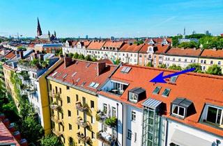Wohnung mieten in Wörthstraße 30, 81667 München, Haidhausen: Stilvolle 3-Zimmer-DG Wohnung mit Südwest-Dachterrasse am Bordeauxplatz frei ab 1.9.