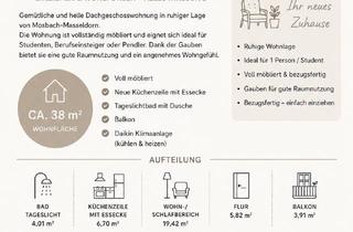Immobilie mieten in 74821 Mosbach, Vollmöblierte und klimatisierte Dachgeschosswohnung mit Balkon – All-inclusive-Miete in Mosbach