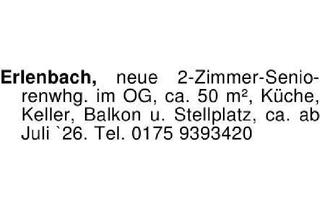 Wohnung mieten in 74235 Erlenbach, Erlenbach, neue 2-Zimmer-Seniorenwhg. im OG, ca. 50 m², Küche, K