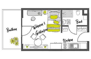 Wohnung mieten in Brunnenstraße 25, 73430 Aalen, Möbliertes Studentenapartment (AAL INN City) ab 01.07.2026 zur Untermiete – Übernahmeoption möglich