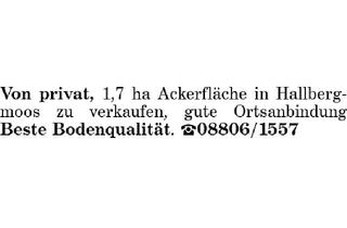 Immobilie kaufen in 85399 Hallbergmoos, Von privat, 1,7 ha Ackerfläche