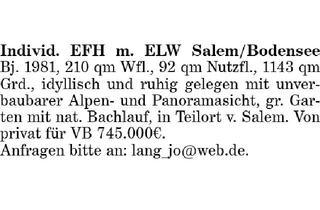 Haus kaufen in 88682 Salem, Individ. EFH m. ELW Salem/Bodensee