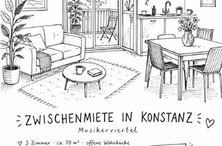 Immobilie mieten in Brucknerstraße, 78464 Konstanz, 3-Zimmer-Wohnung zur Zwischenmiete ab September im Musikerviertel