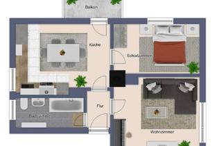Wohnung mieten in 65474 Bischofsheim, 2-ZKB mit Süd-Balkon in Bischofsheim