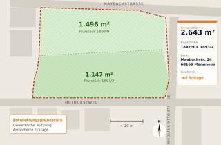Gewerbeimmobilie kaufen in Maybachstraße 24-27, 68169 Neckarstadt, Entwicklungsgrundstück in markanter Ecklage – ca. 2.643 m² Gewerbegrundstück in Mannheim