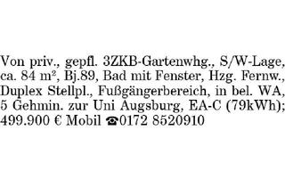 Wohnung kaufen in 86150 Augsburg, 3ZKB-Gartenwhg. Augsburg