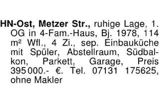 Wohnung kaufen in 74076 Heilbronn, HN-Ost, Metzer Str., ruhige Lage, 1. OG in 4-Fam.-Haus, Bj. 1978